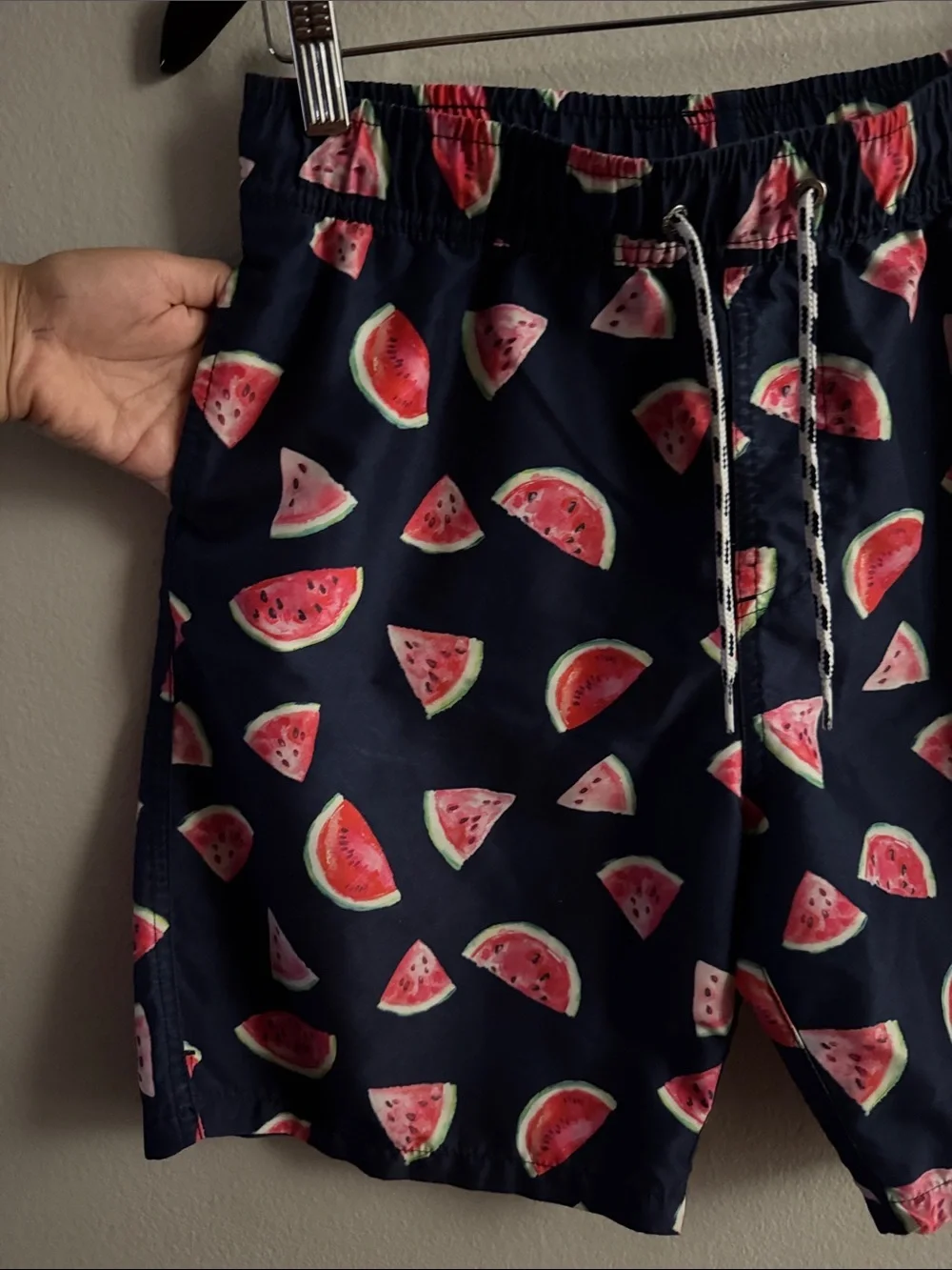 Snapper Rock Navy Swim Trunks with Watermelon Print